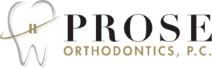 Logo for Prose Orthodontics, featuring a stylized tooth with braces and the business name.