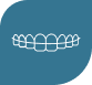 Illustration of a wire retainer on teeth on a blue background.